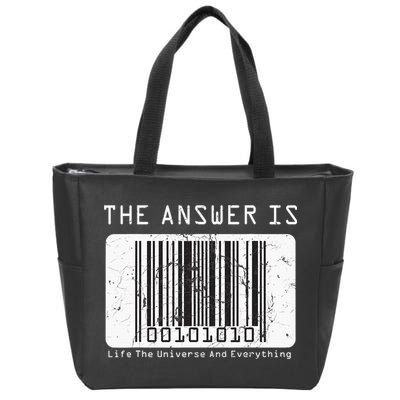 The Answer to Life The Universe and Everything in barcode Zip Tote Bag