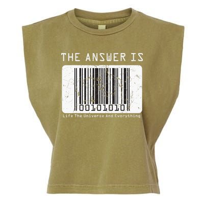 The Answer to Life The Universe and Everything in barcode Garment-Dyed Women's Muscle Tee