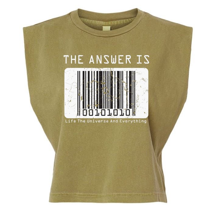 The Answer to Life The Universe and Everything in barcode Garment-Dyed Women's Muscle Tee