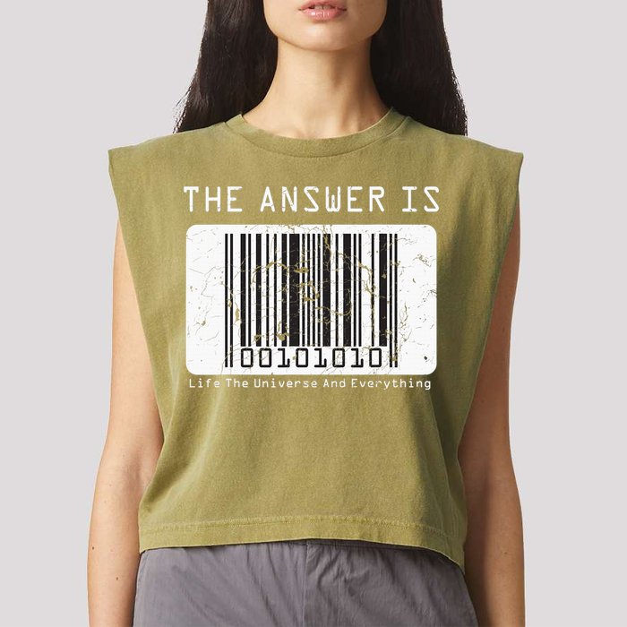 The Answer to Life The Universe and Everything in barcode Garment-Dyed Women's Muscle Tee
