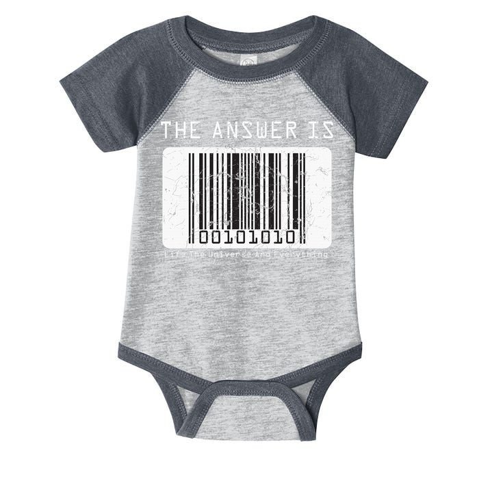The Answer to Life The Universe and Everything in barcode Infant Baby Jersey Bodysuit