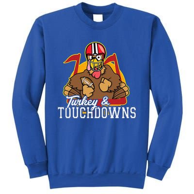 Turkey And Touchdowns Funny Thanksgiving Football Gift Sweatshirt