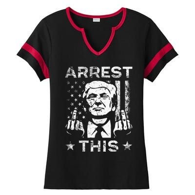 Trump Arrest This Fingers Ladies Halftime Notch Neck Tee