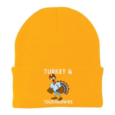 Turkey And Touchdowns Funny Thanksgiving Football Player Knit Cap Winter Beanie