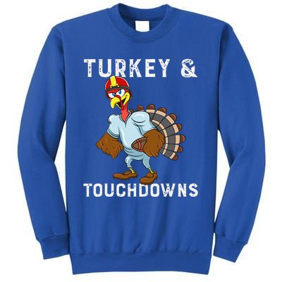 Turkey And Touchdowns Funny Thanksgiving Football Player Sweatshirt