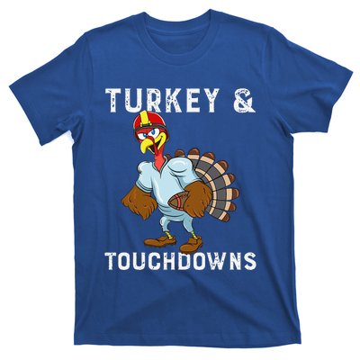 Turkey And Touchdowns Funny Thanksgiving Football Player T-Shirt