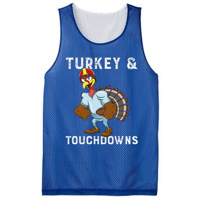 Turkey And Touchdowns Funny Thanksgiving Football Player Mesh Reversible Basketball Jersey Tank