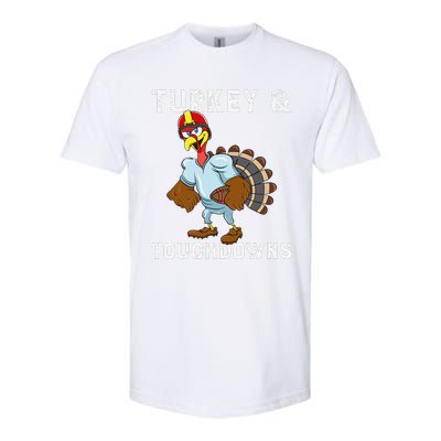 Turkey And Touchdowns Funny Thanksgiving Football Player Softstyle CVC T-Shirt