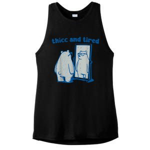 Thicc And Tired Bear Ladies PosiCharge Tri-Blend Wicking Tank