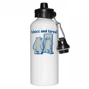 Thicc And Tired Bear Aluminum Water Bottle 