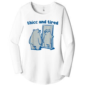 Thicc And Tired Bear Women's Perfect Tri Tunic Long Sleeve Shirt