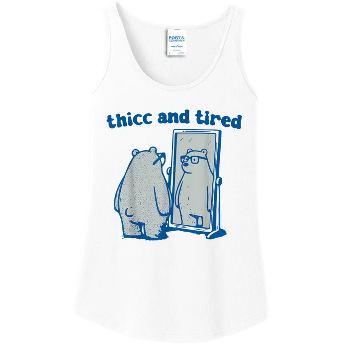 Thicc And Tired Bear Ladies Essential Tank