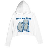 Thicc And Tired Bear Crop Fleece Hoodie