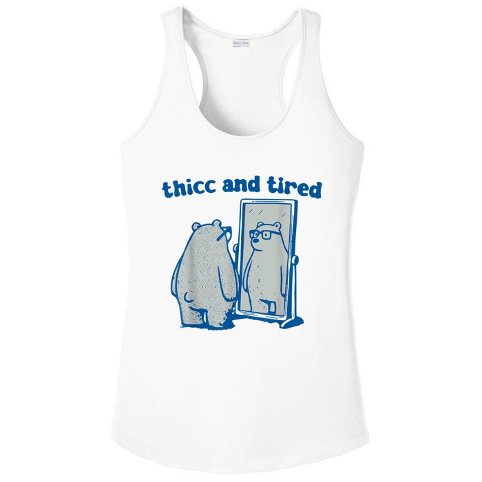 Thicc And Tired Bear Ladies PosiCharge Competitor Racerback Tank