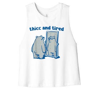 Thicc And Tired Bear Women's Racerback Cropped Tank