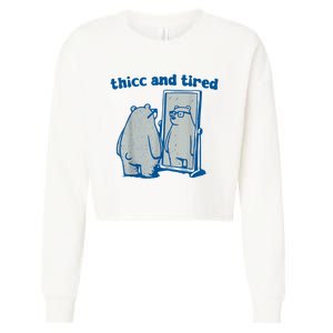 Thicc And Tired Bear Cropped Pullover Crew