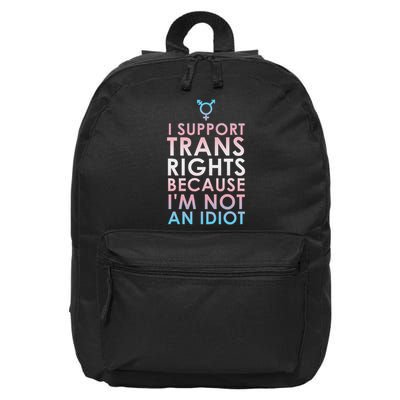 Transgender Ally Trans Pride Flag Support 16 in Basic Backpack