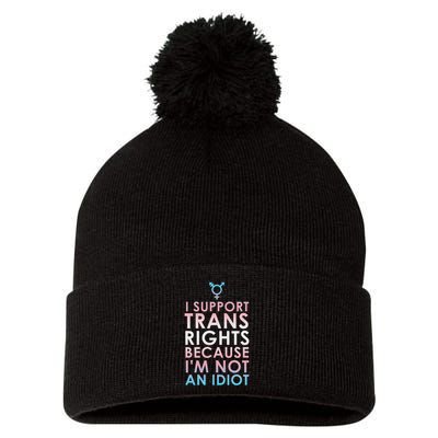 Transgender Ally Trans Pride Flag Support Pom Pom 12in Knit Beanie