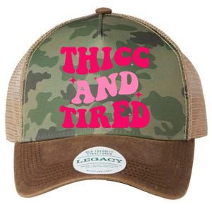 Thicc And Tired Funny Saying Groovy Great Gift Legacy Tie Dye Trucker Hat