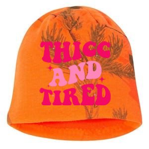 Thicc And Tired Funny Saying Groovy Great Gift Kati - Camo Knit Beanie