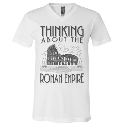 Thinking About The Roman Empire Funny Rome Meme Dad Joke V-Neck T-Shirt