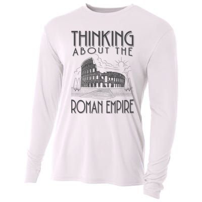 Thinking About The Roman Empire Funny Rome Meme Dad Joke Cooling Performance Long Sleeve Crew