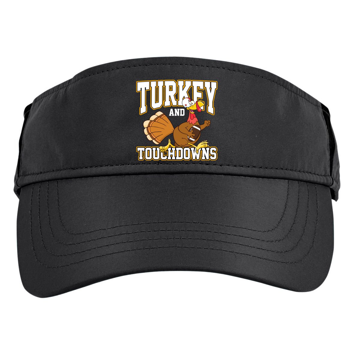 Turkey And Touchdowns Thanksgiving Football Adult Drive Performance Visor