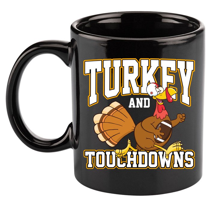 Turkey And Touchdowns Thanksgiving Football 11oz C Handle Ceramic Mug