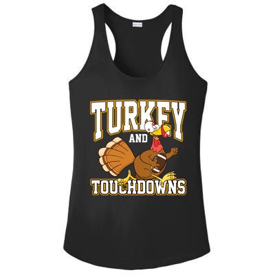 Turkey And Touchdowns Thanksgiving Football Ladies PosiCharge Competitor Racerback Tank