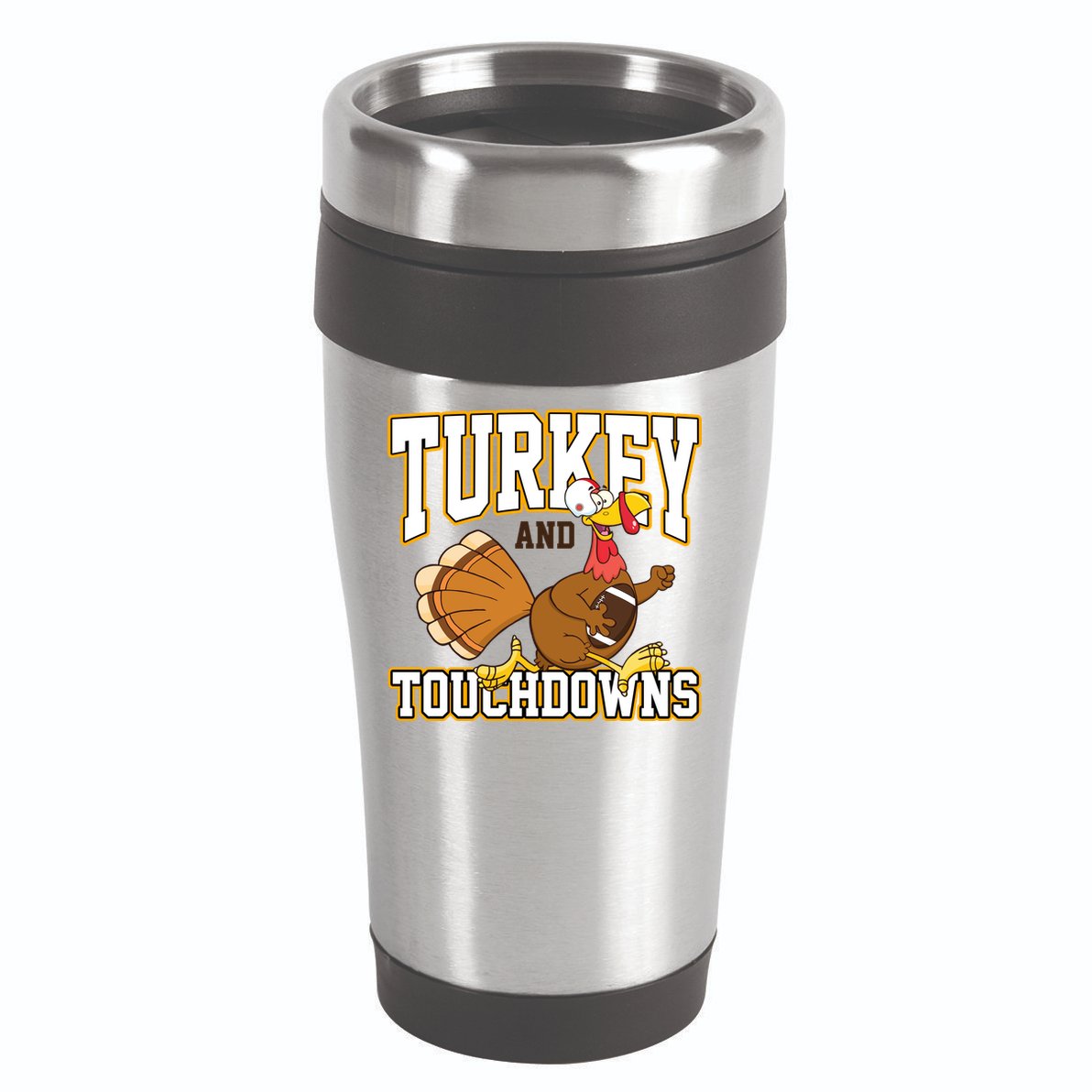 Turkey And Touchdowns Thanksgiving Football 16oz Travel Tumbler