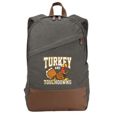 Turkey And Touchdowns Thanksgiving Football Cotton Canvas Backpack