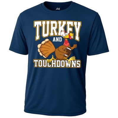 Turkey And Touchdowns Thanksgiving Football Performance Shirt