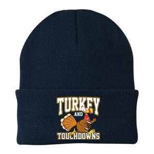 Turkey And Touchdowns Thanksgiving Football Knit Cap Winter Beanie