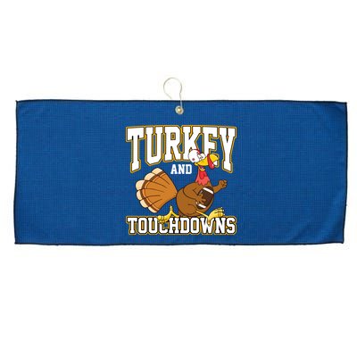 Turkey And Touchdowns Thanksgiving Football Large Microfiber Waffle Golf Towel