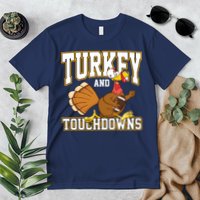Turkey And Touchdowns Thanksgiving Football Premium T-Shirt