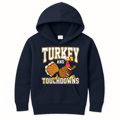 Turkey And Touchdowns Thanksgiving Football Kids Hoodie