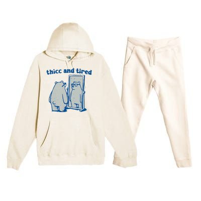 Thicc And Tired Bear Premium Hooded Sweatsuit Set