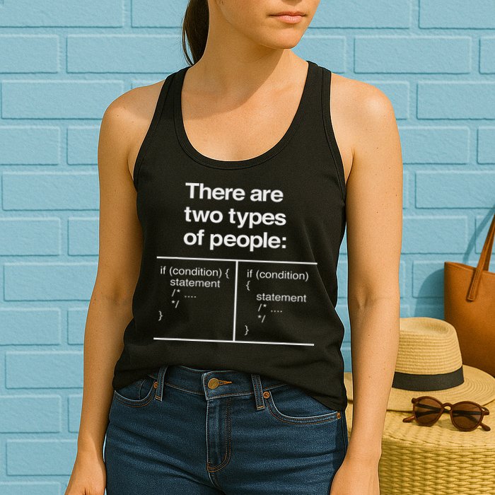 There Are Two Types Of People Funny Programmer Coder Women's Racerback Tank