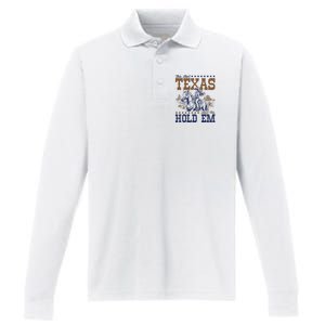 This AinT Texas AinT No Hold Em Performance Long Sleeve Polo