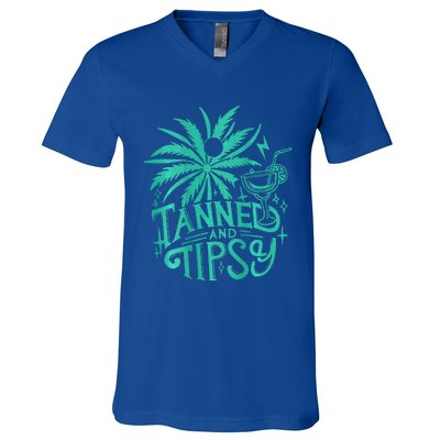 Tanned And Tipsy Beach Summer V-Neck T-Shirt