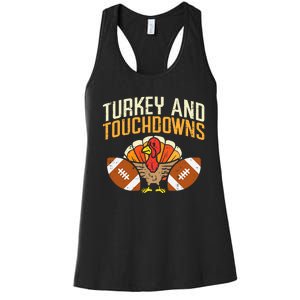 Turkey And Touchdowns American Football Thanksgiving Season Women's Racerback Tank