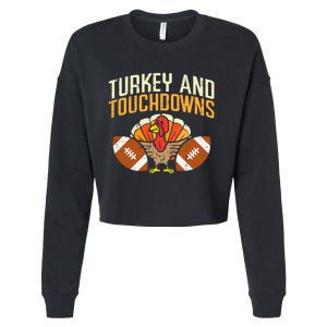 Turkey And Touchdowns American Football Thanksgiving Season Cropped Pullover Crew