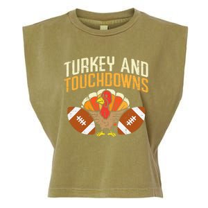 Turkey And Touchdowns American Football Thanksgiving Season Garment-Dyed Women's Muscle Tee