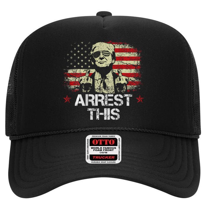 Trump Arrest This Funny Pro Trump 2024 High Crown Mesh Back Trucker Hat