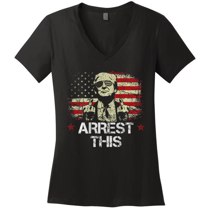 Trump Arrest This Funny Pro Trump 2024 Women's V-Neck T-Shirt