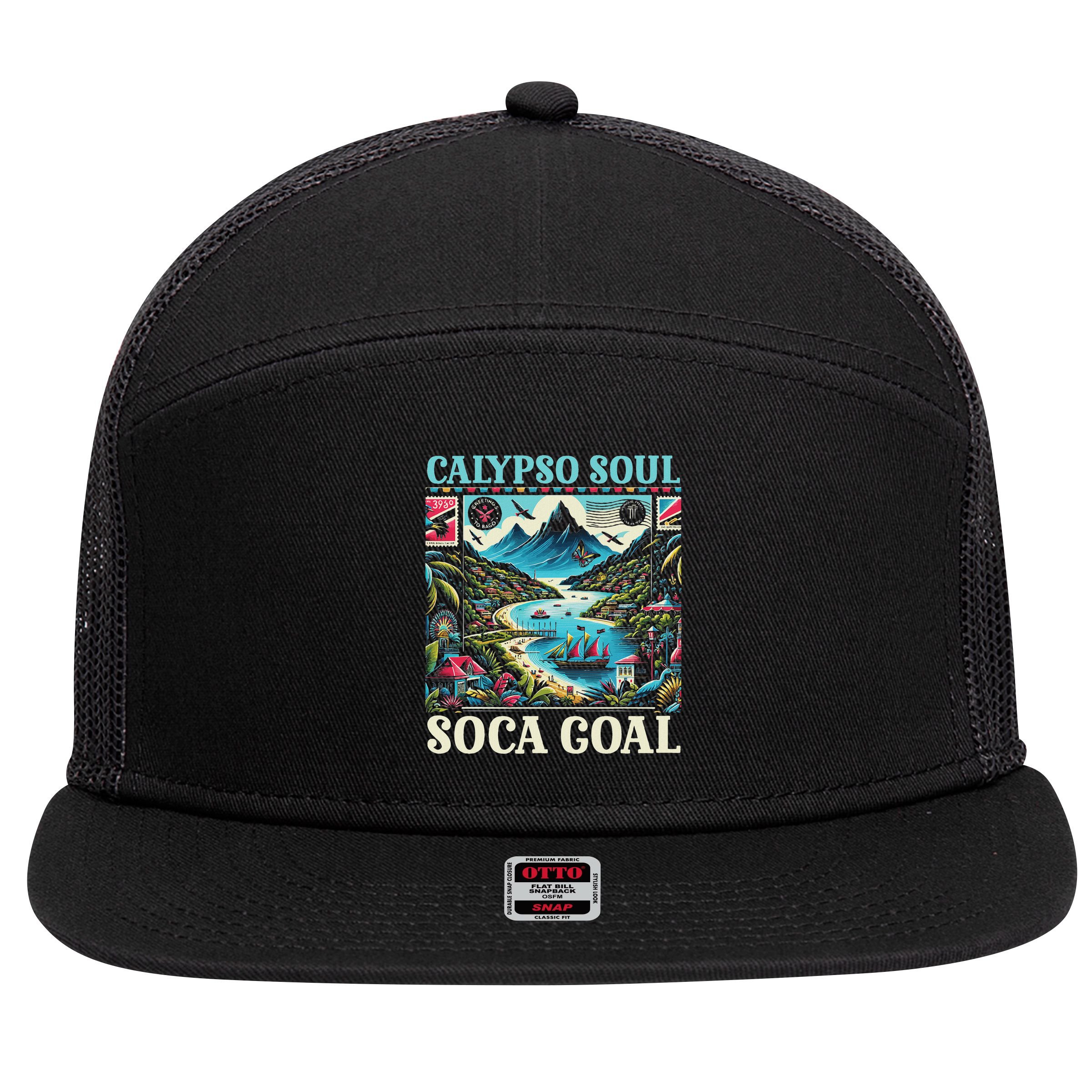 Trinidad And Tobago Flag Travel Country Tribagonian 7 Panel Mesh Trucker Snapback Hat