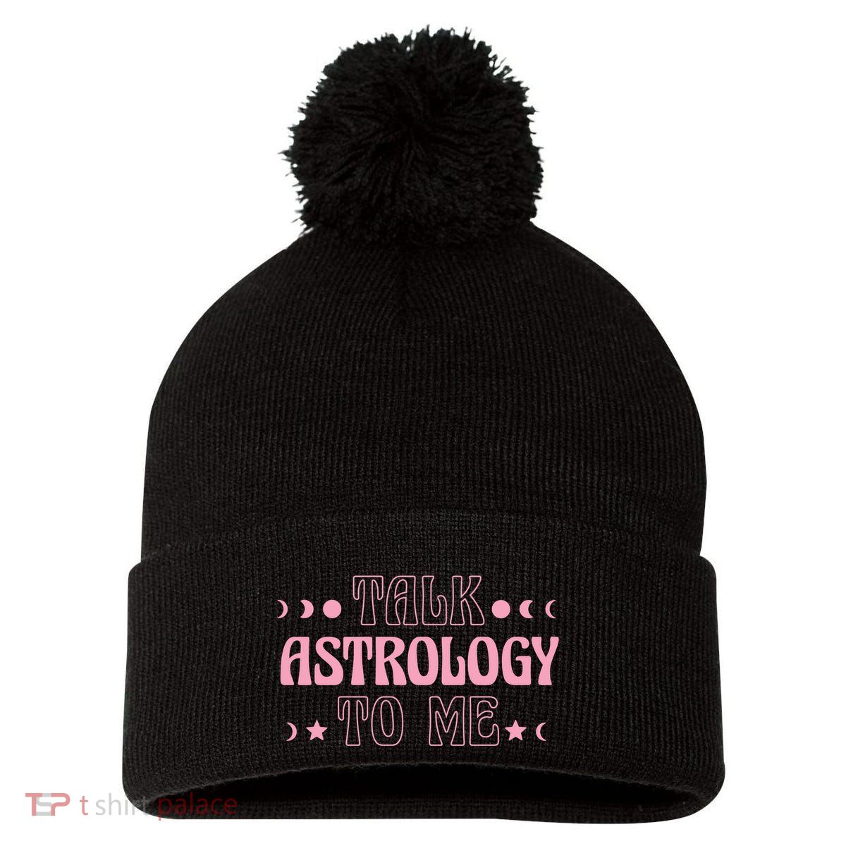 Talk Astrology To Me Funny Zodiac Pom Pom 12in Knit Beanie