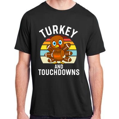 Turkey And Touchdowns Thanksgiving Football Cute Gift Adult ChromaSoft Performance T-Shirt