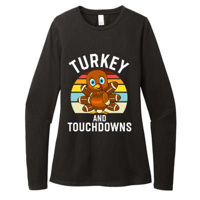 Turkey And Touchdowns Thanksgiving Football Cute Gift Womens CVC Long Sleeve Shirt