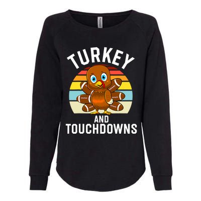 Turkey And Touchdowns Thanksgiving Football Cute Gift Womens California Wash Sweatshirt